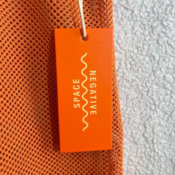 NEW Negative Space Orange mesh button down men’s shirt with tags summer beach - Picture 2 of 7